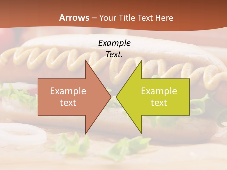 A Hot Dog With Mustard And Lettuce On A Bun PowerPoint Template