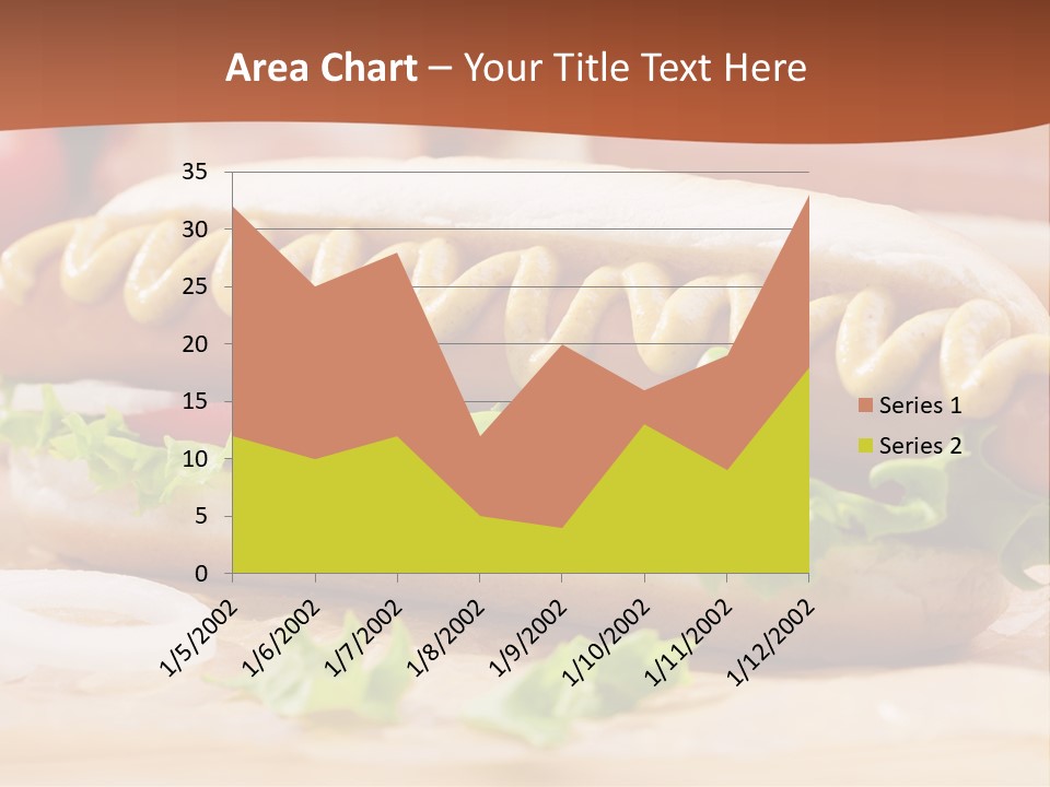 A Hot Dog With Mustard And Lettuce On A Bun PowerPoint Template