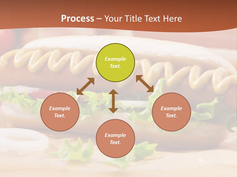 A Hot Dog With Mustard And Lettuce On A Bun PowerPoint Template