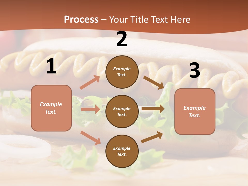 A Hot Dog With Mustard And Lettuce On A Bun PowerPoint Template