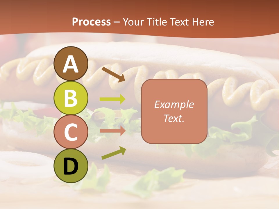 A Hot Dog With Mustard And Lettuce On A Bun PowerPoint Template