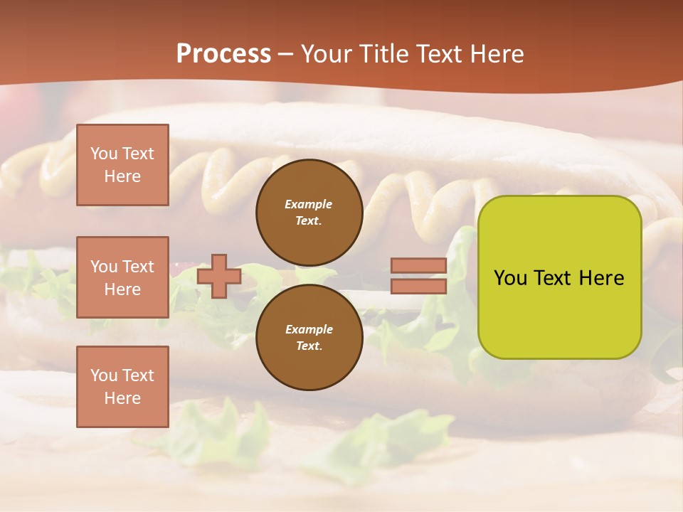 A Hot Dog With Mustard And Lettuce On A Bun PowerPoint Template