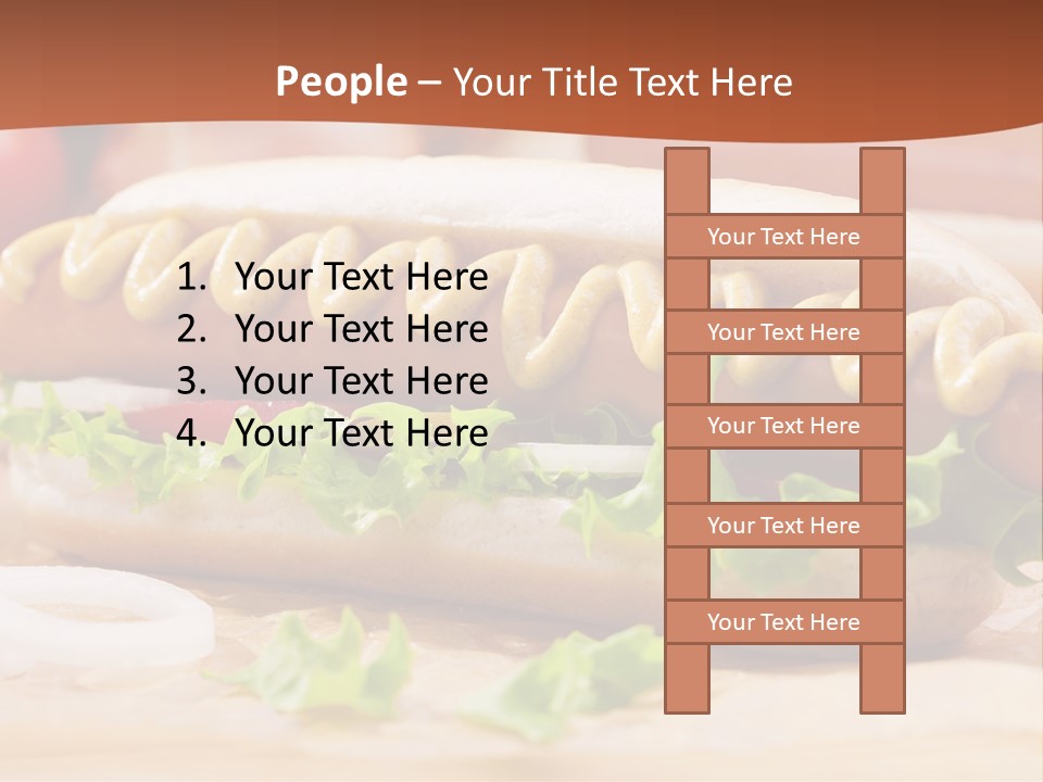 A Hot Dog With Mustard And Lettuce On A Bun PowerPoint Template