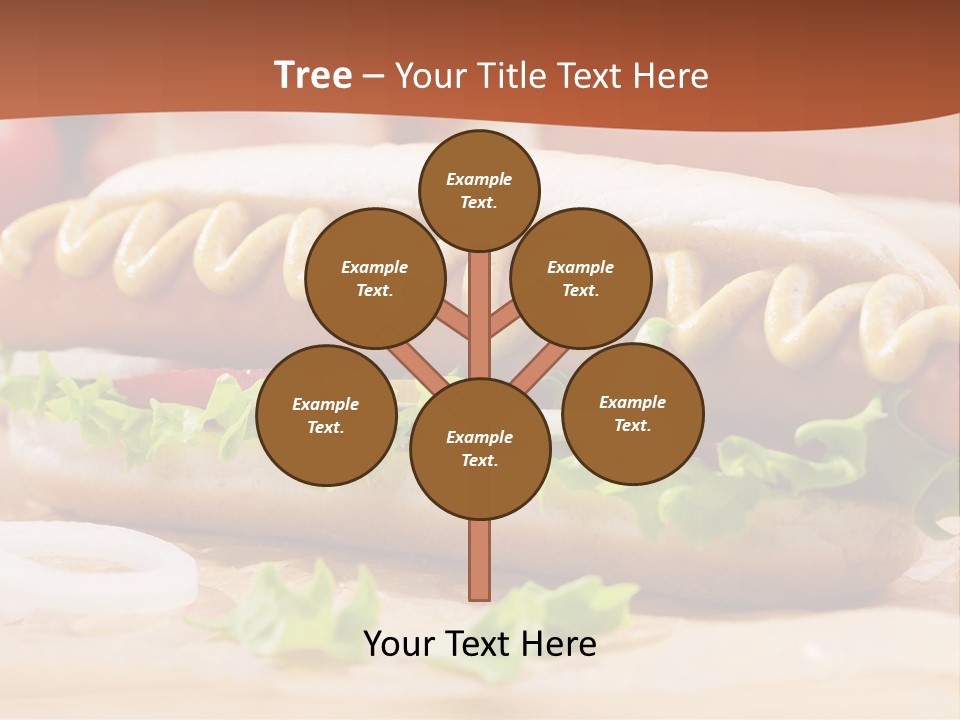 A Hot Dog With Mustard And Lettuce On A Bun PowerPoint Template