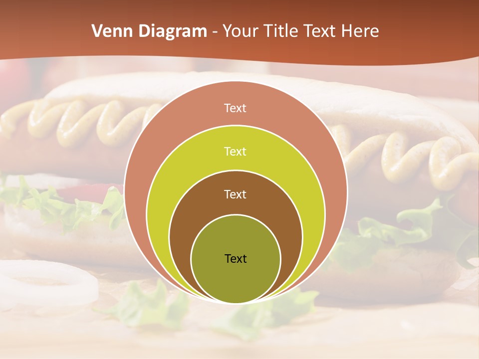 A Hot Dog With Mustard And Lettuce On A Bun PowerPoint Template
