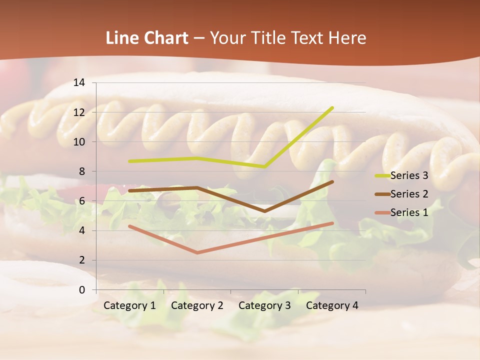 A Hot Dog With Mustard And Lettuce On A Bun PowerPoint Template