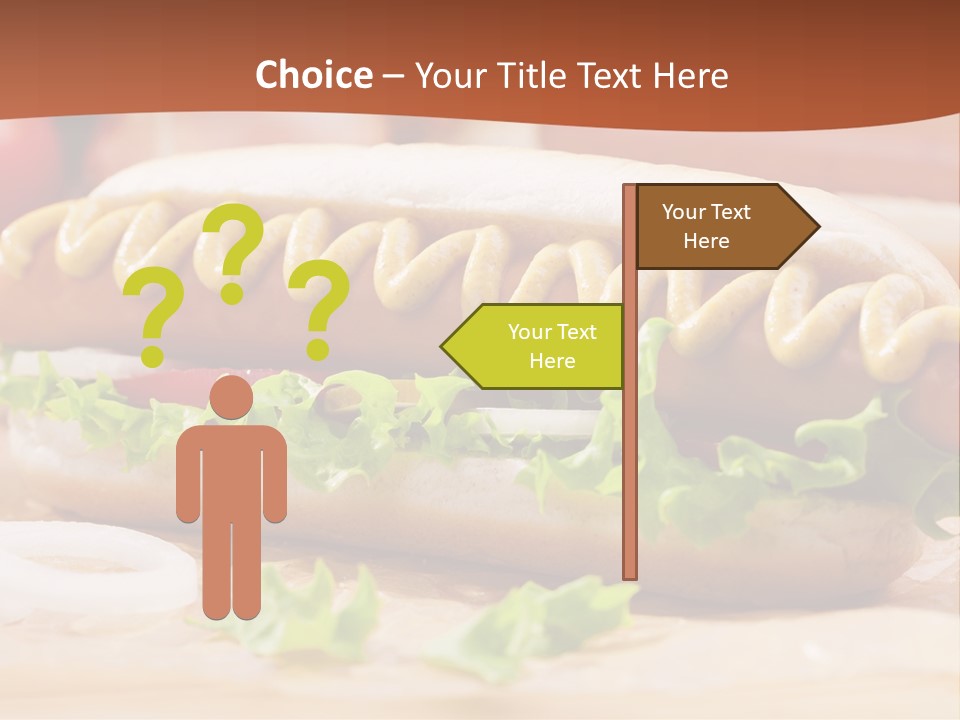 A Hot Dog With Mustard And Lettuce On A Bun PowerPoint Template
