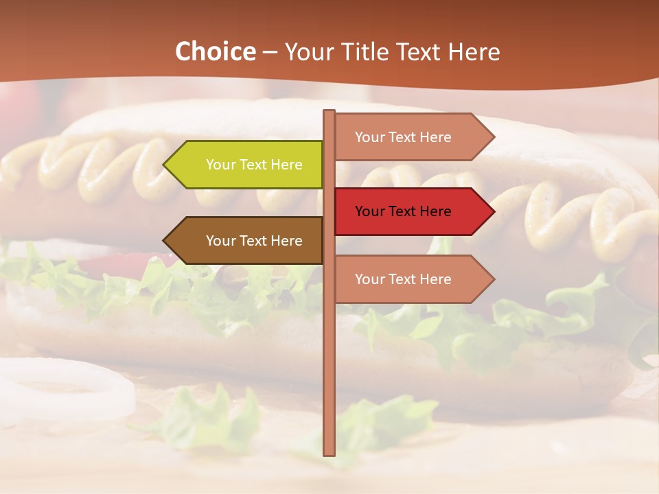 A Hot Dog With Mustard And Lettuce On A Bun PowerPoint Template