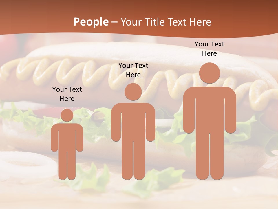 A Hot Dog With Mustard And Lettuce On A Bun PowerPoint Template