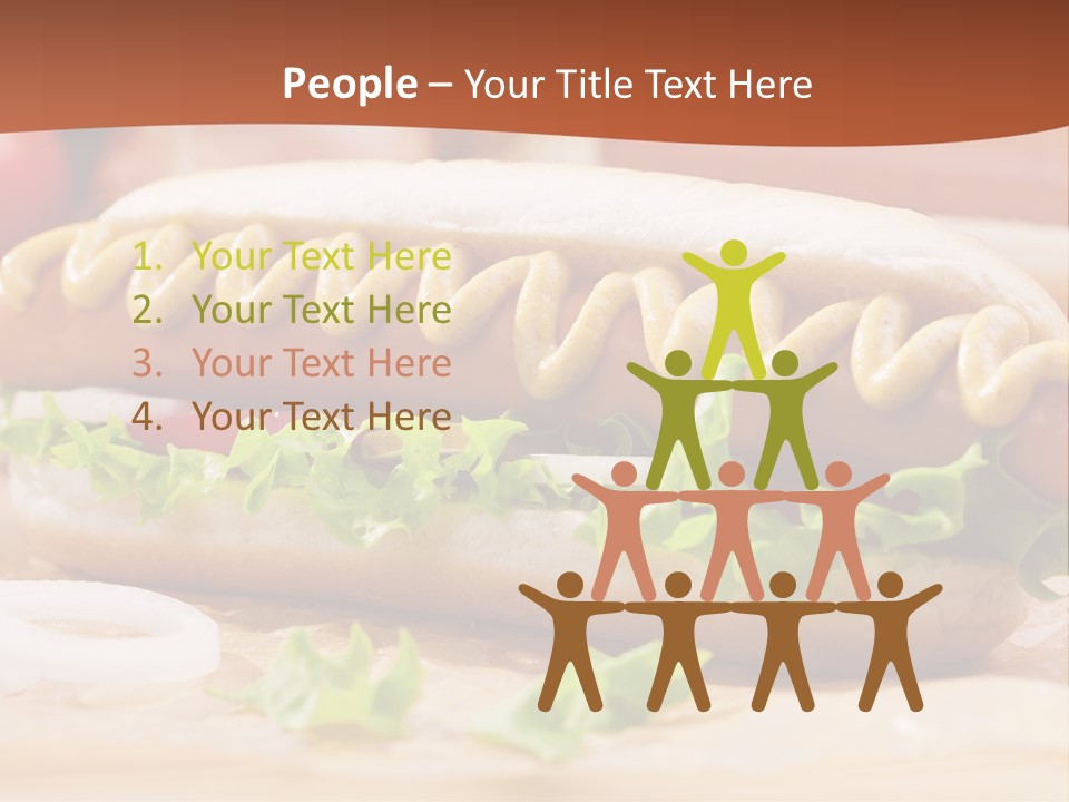 A Hot Dog With Mustard And Lettuce On A Bun PowerPoint Template