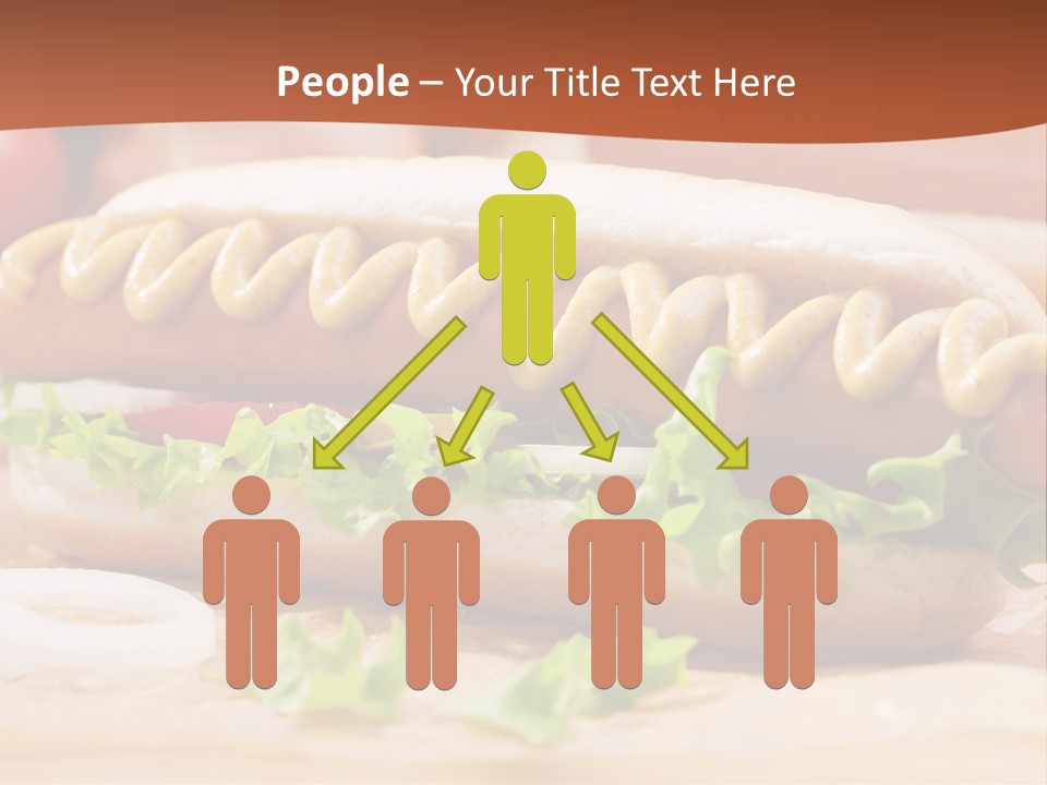 A Hot Dog With Mustard And Lettuce On A Bun PowerPoint Template