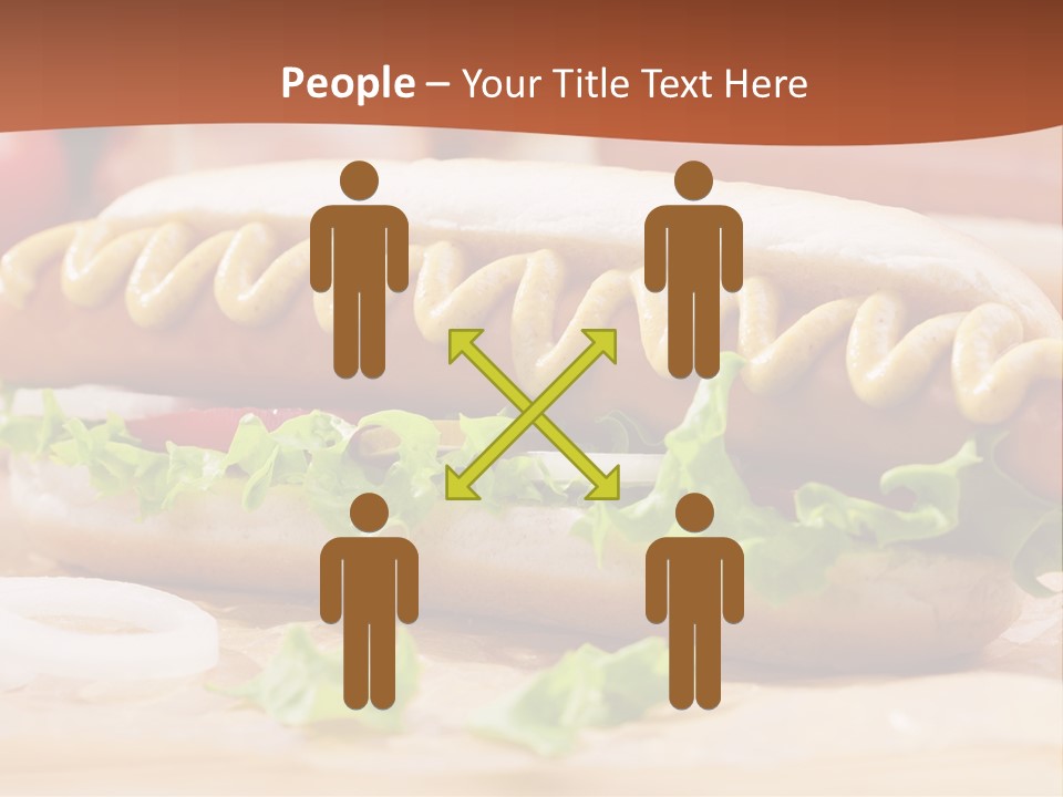 A Hot Dog With Mustard And Lettuce On A Bun PowerPoint Template