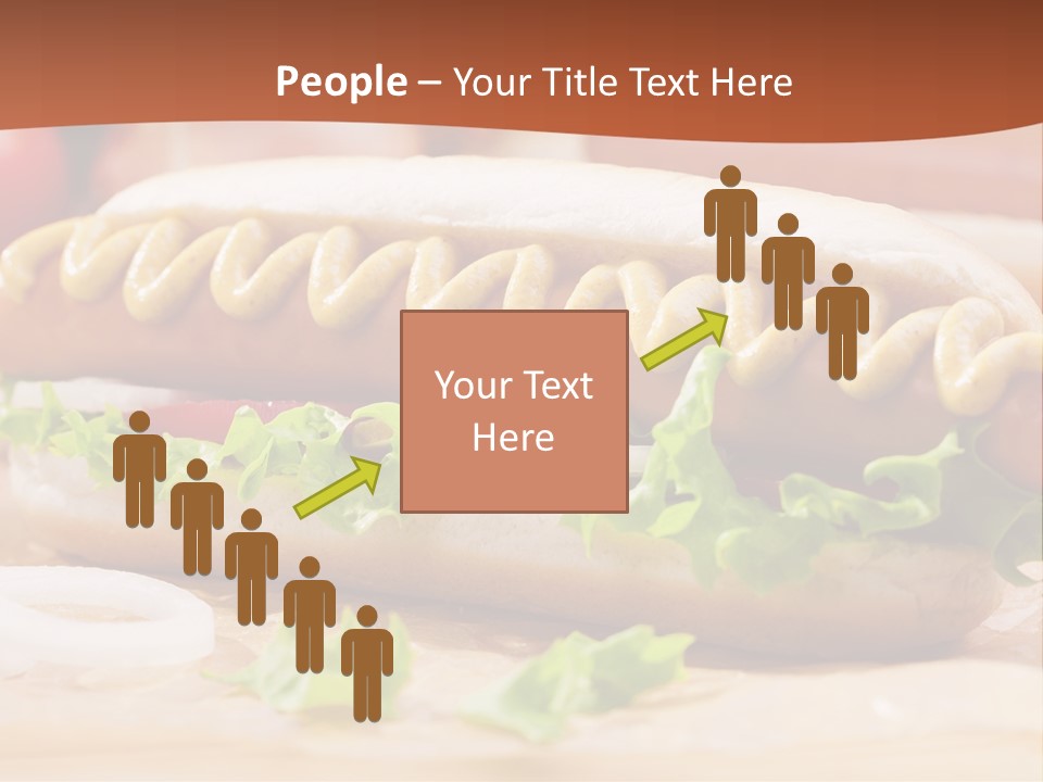 A Hot Dog With Mustard And Lettuce On A Bun PowerPoint Template