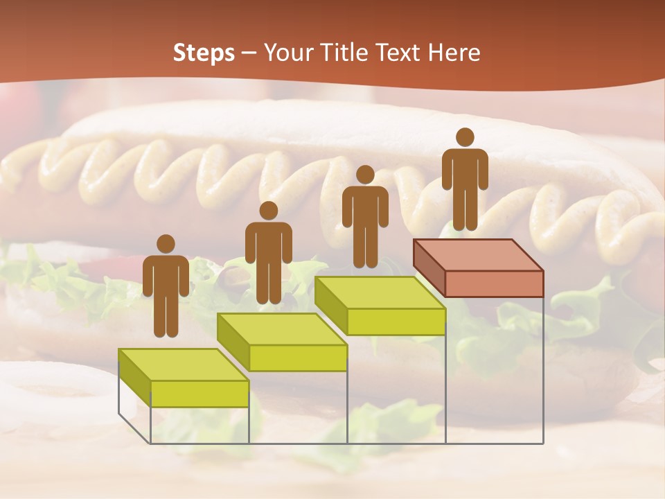 A Hot Dog With Mustard And Lettuce On A Bun PowerPoint Template
