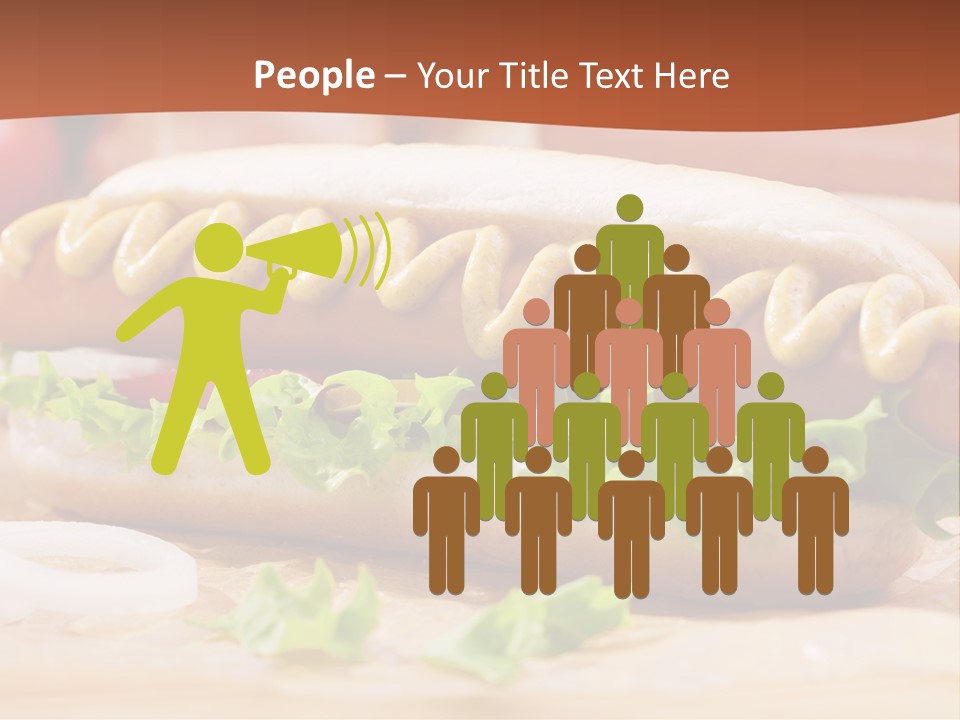 A Hot Dog With Mustard And Lettuce On A Bun PowerPoint Template