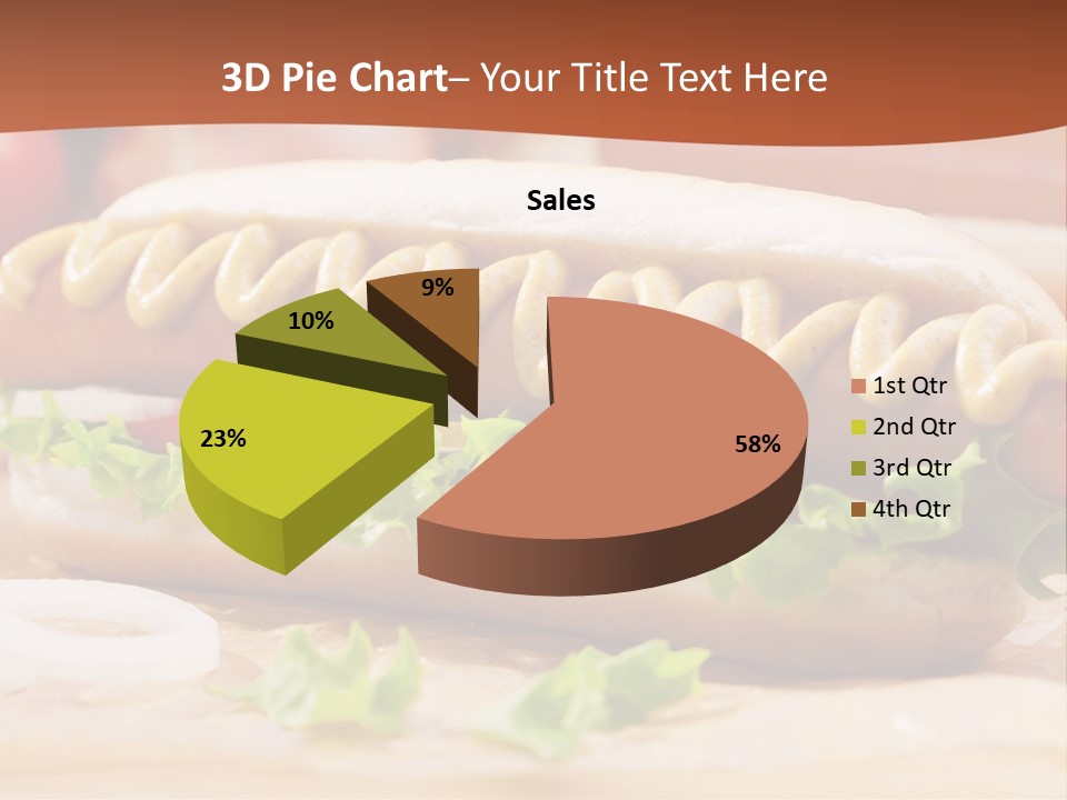 A Hot Dog With Mustard And Lettuce On A Bun PowerPoint Template