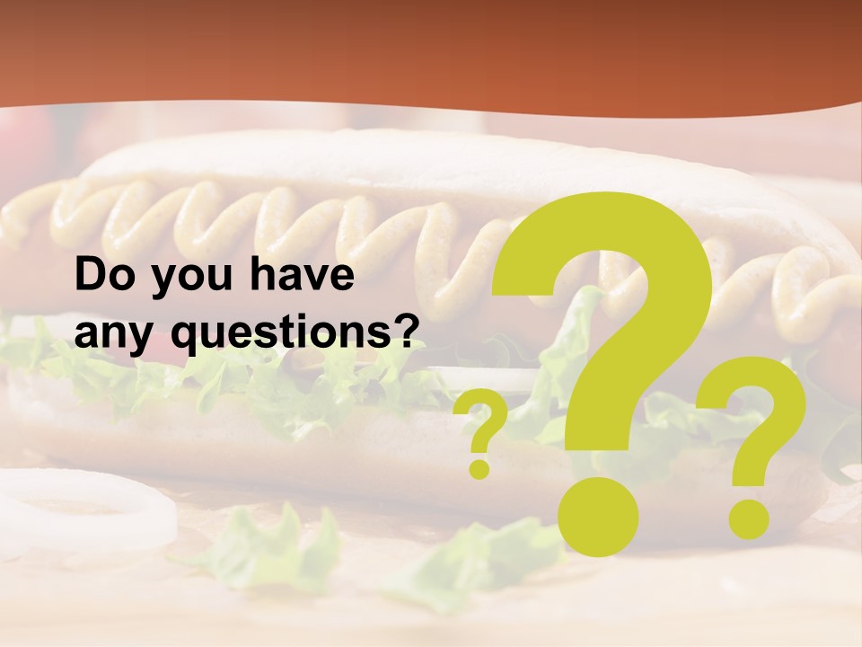 A Hot Dog With Mustard And Lettuce On A Bun PowerPoint Template