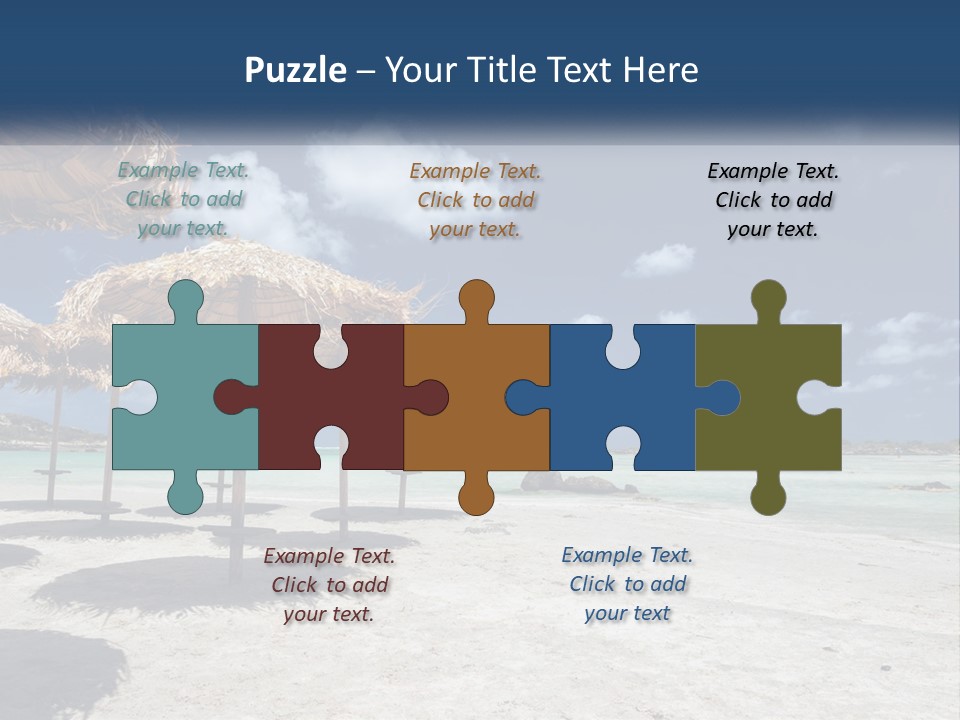 A Sandy Beach With Straw Umbrellas On It PowerPoint Template