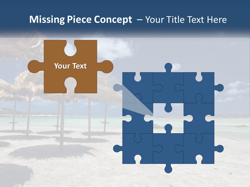 A Sandy Beach With Straw Umbrellas On It PowerPoint Template