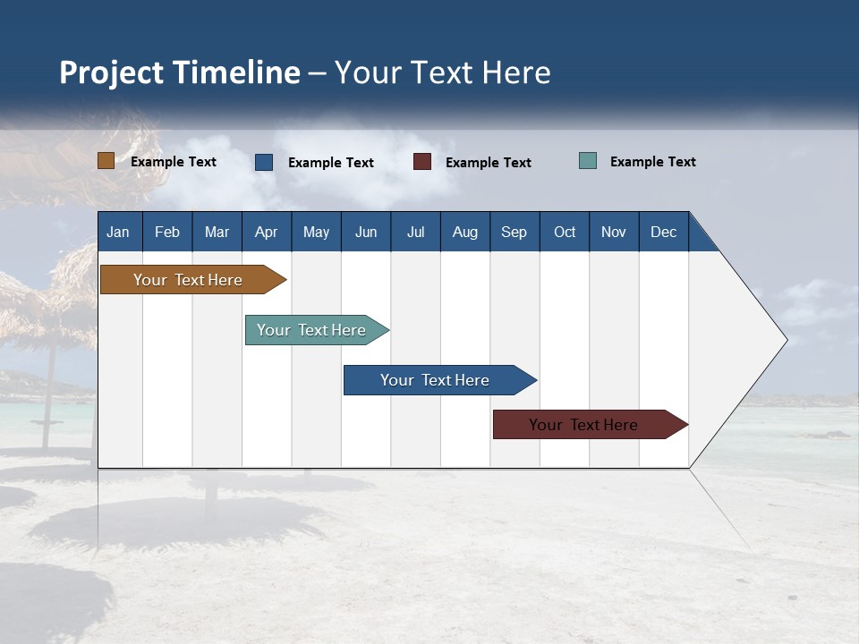 A Sandy Beach With Straw Umbrellas On It PowerPoint Template