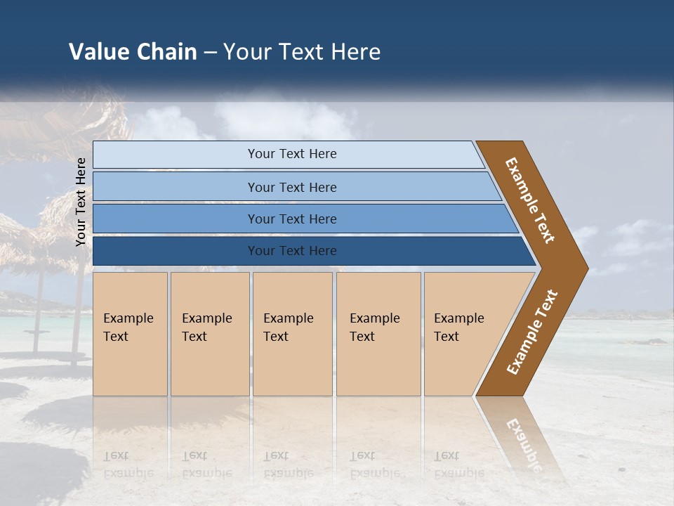 A Sandy Beach With Straw Umbrellas On It PowerPoint Template