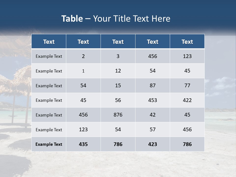 A Sandy Beach With Straw Umbrellas On It PowerPoint Template