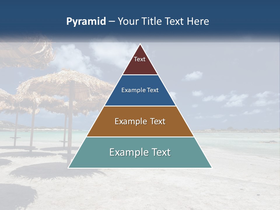 A Sandy Beach With Straw Umbrellas On It PowerPoint Template