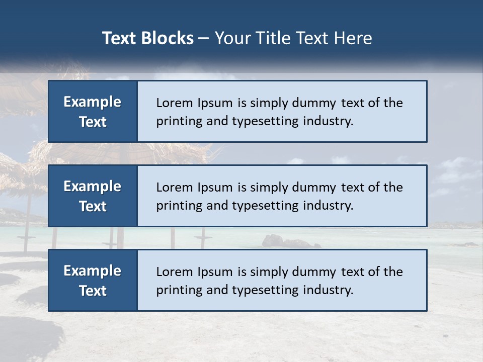 A Sandy Beach With Straw Umbrellas On It PowerPoint Template