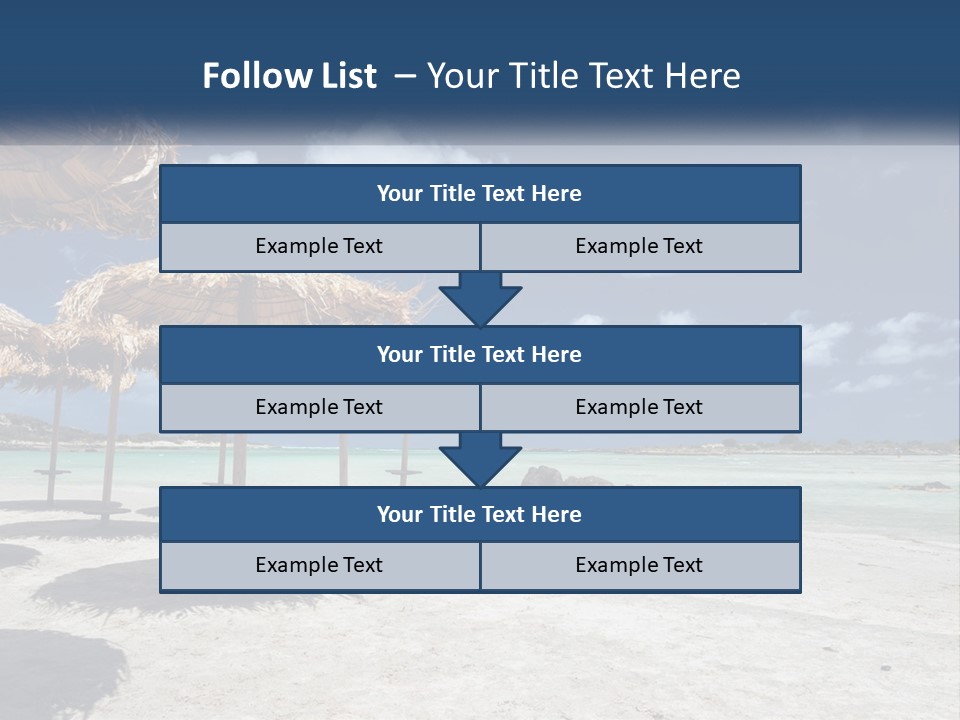 A Sandy Beach With Straw Umbrellas On It PowerPoint Template