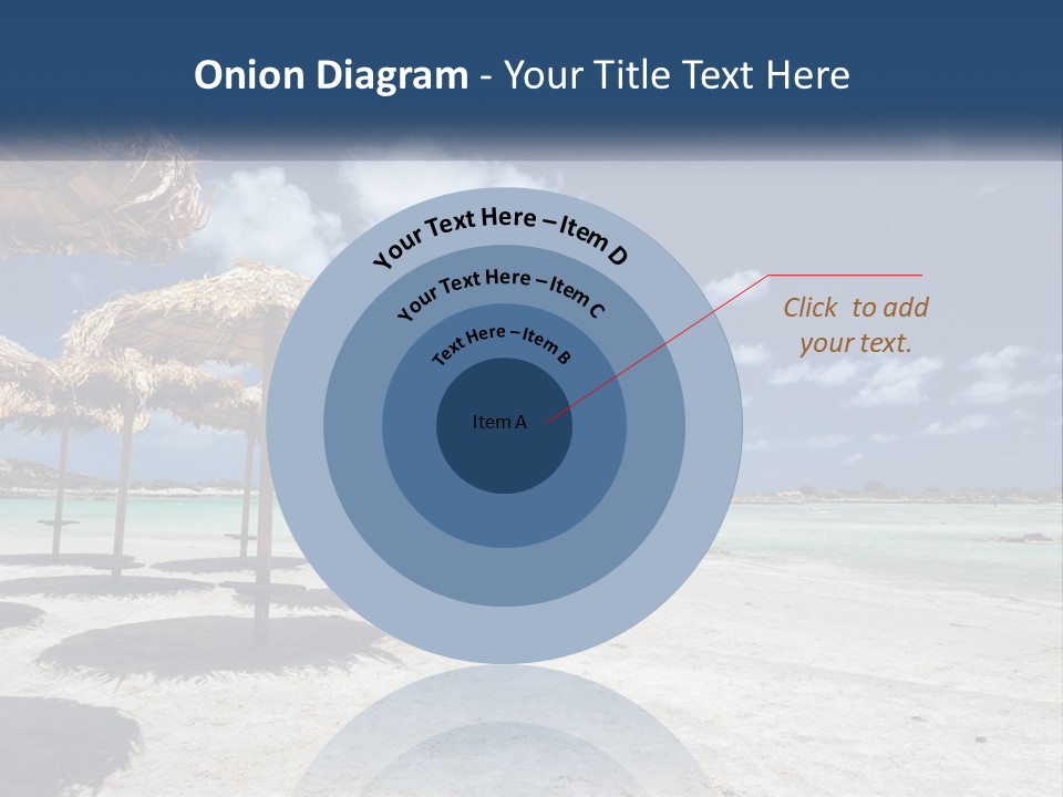 A Sandy Beach With Straw Umbrellas On It PowerPoint Template