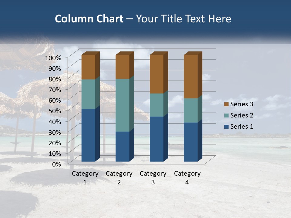 A Sandy Beach With Straw Umbrellas On It PowerPoint Template