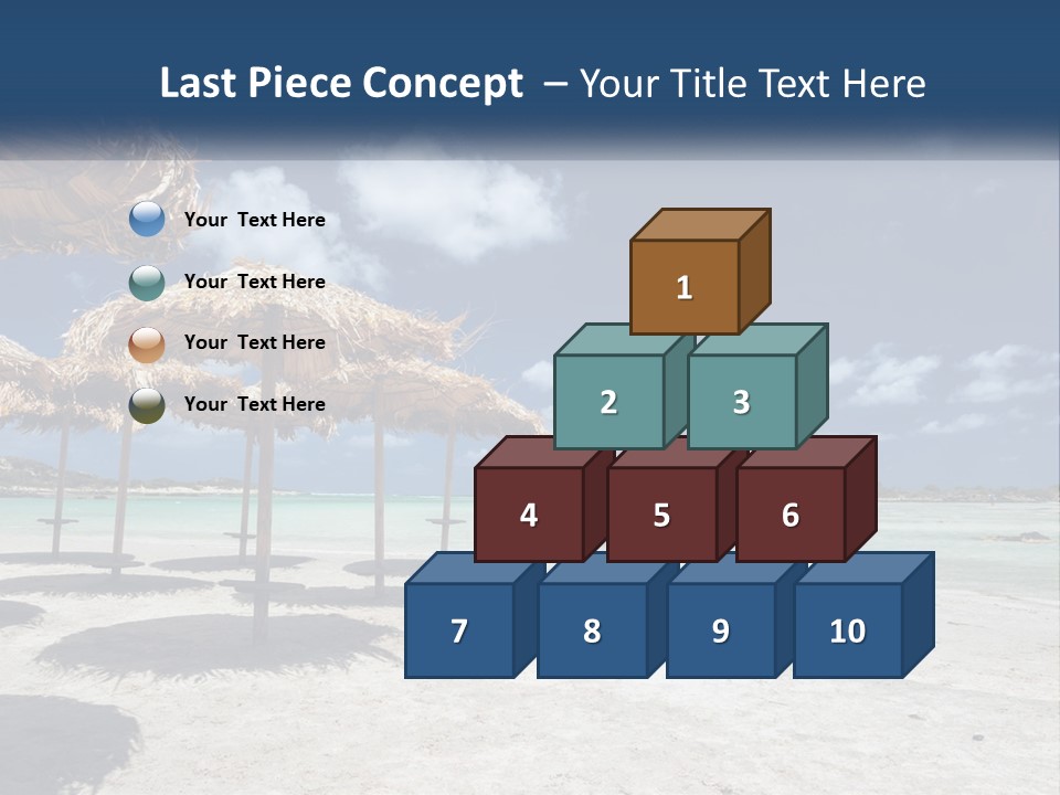 A Sandy Beach With Straw Umbrellas On It PowerPoint Template