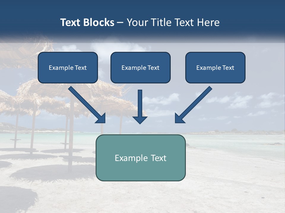 A Sandy Beach With Straw Umbrellas On It PowerPoint Template