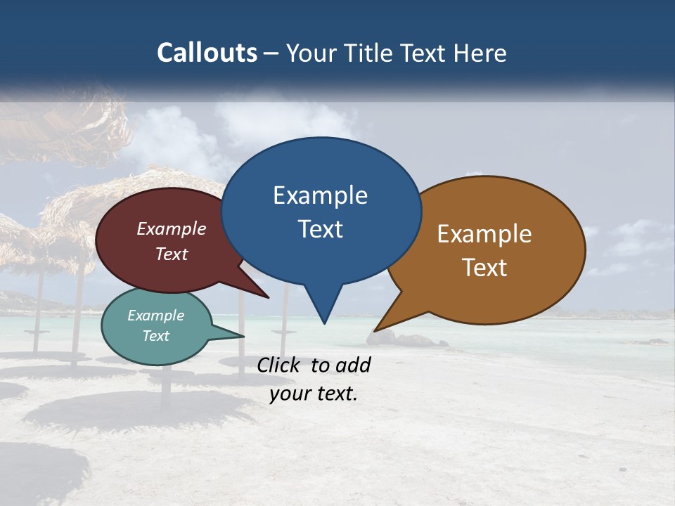 A Sandy Beach With Straw Umbrellas On It PowerPoint Template