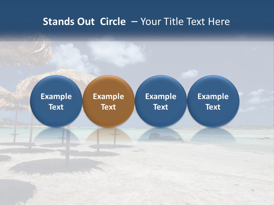 A Sandy Beach With Straw Umbrellas On It PowerPoint Template