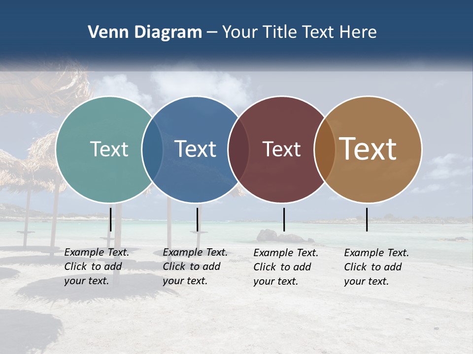 A Sandy Beach With Straw Umbrellas On It PowerPoint Template