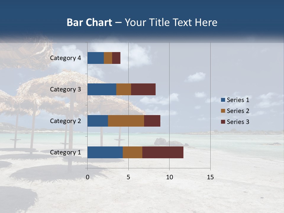 A Sandy Beach With Straw Umbrellas On It PowerPoint Template