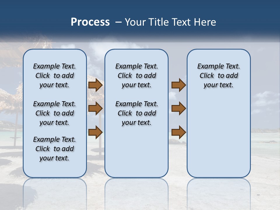 A Sandy Beach With Straw Umbrellas On It PowerPoint Template