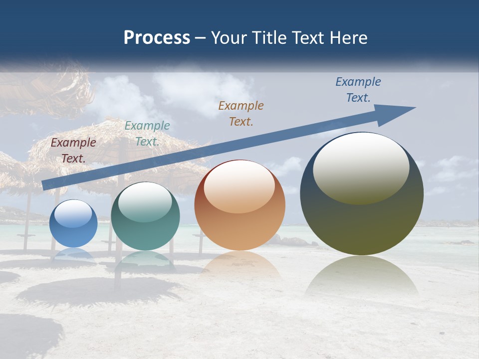 A Sandy Beach With Straw Umbrellas On It PowerPoint Template