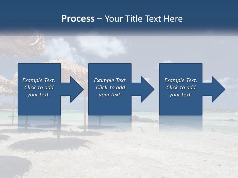 A Sandy Beach With Straw Umbrellas On It PowerPoint Template