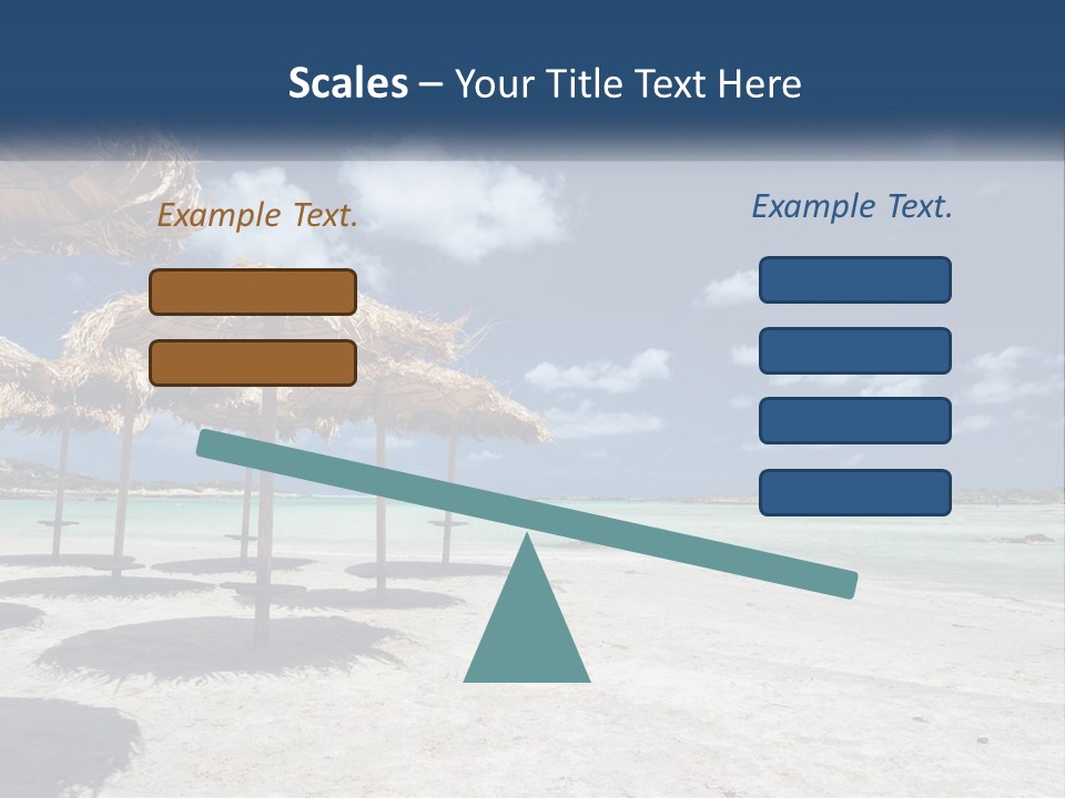 A Sandy Beach With Straw Umbrellas On It PowerPoint Template