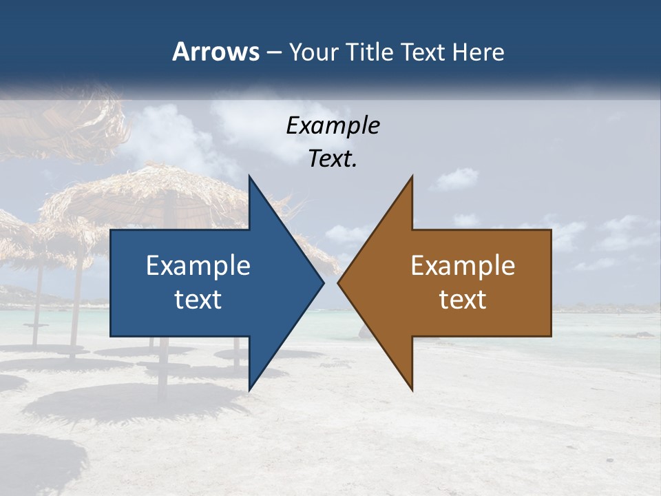 A Sandy Beach With Straw Umbrellas On It PowerPoint Template