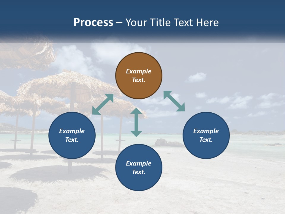 A Sandy Beach With Straw Umbrellas On It PowerPoint Template