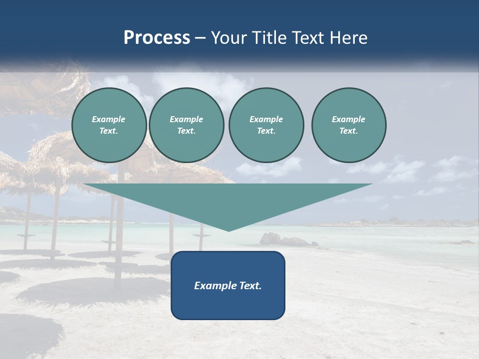 A Sandy Beach With Straw Umbrellas On It PowerPoint Template