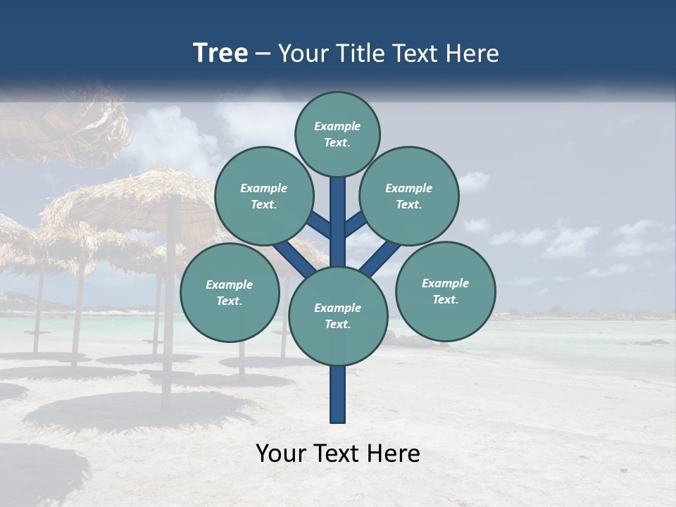 A Sandy Beach With Straw Umbrellas On It PowerPoint Template