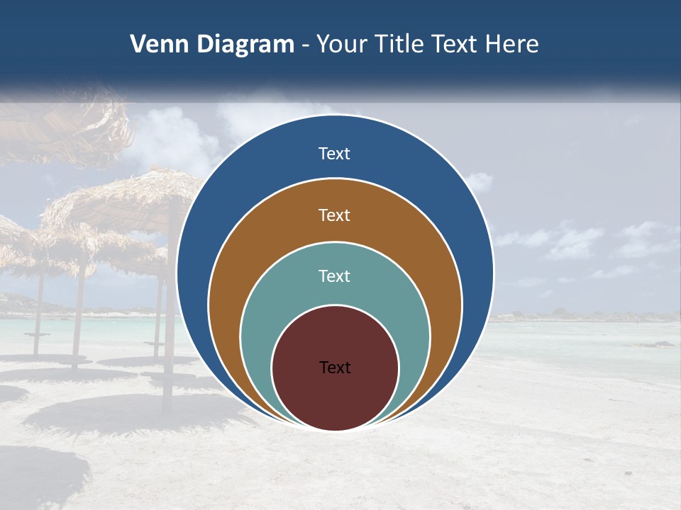 A Sandy Beach With Straw Umbrellas On It PowerPoint Template