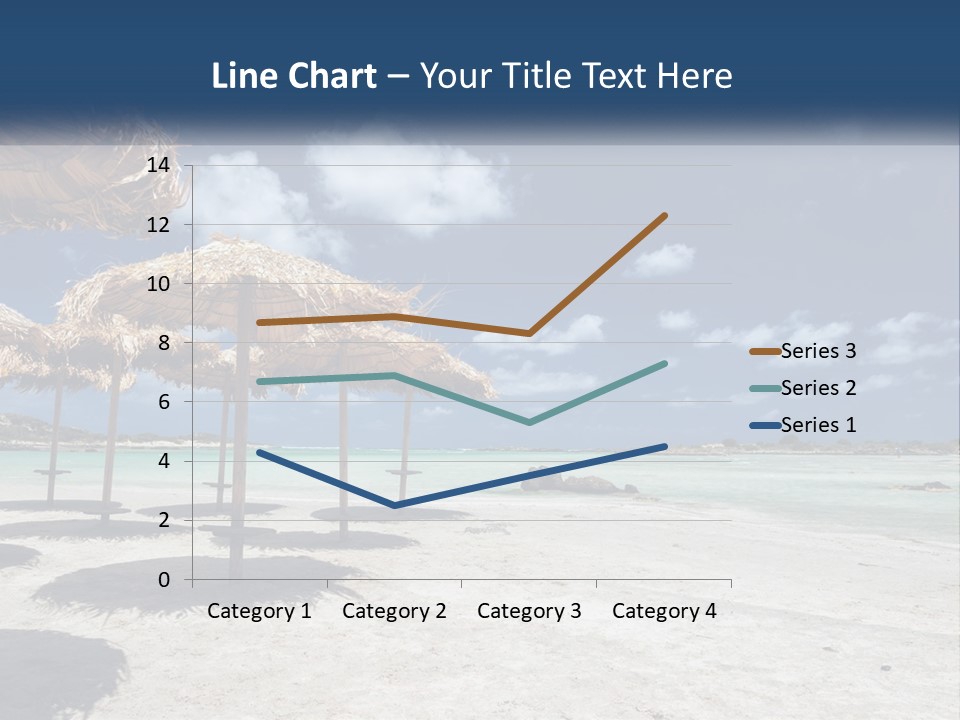 A Sandy Beach With Straw Umbrellas On It PowerPoint Template