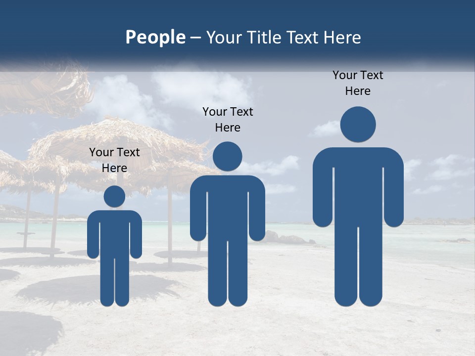 A Sandy Beach With Straw Umbrellas On It PowerPoint Template
