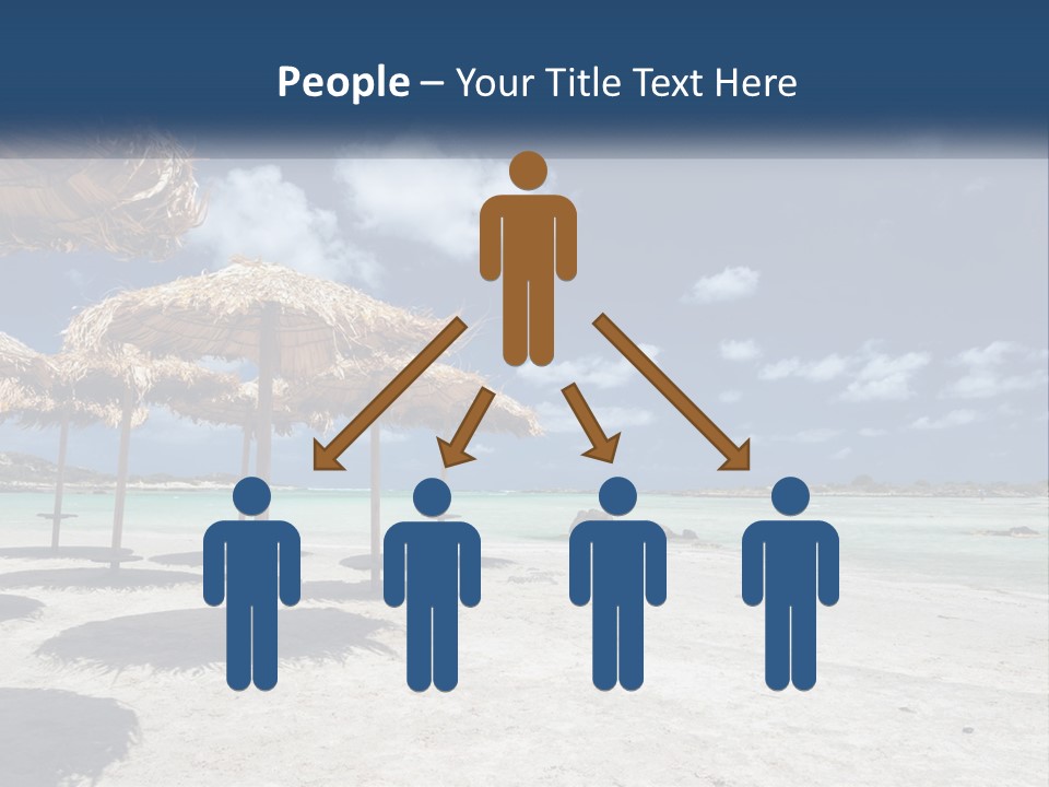 A Sandy Beach With Straw Umbrellas On It PowerPoint Template