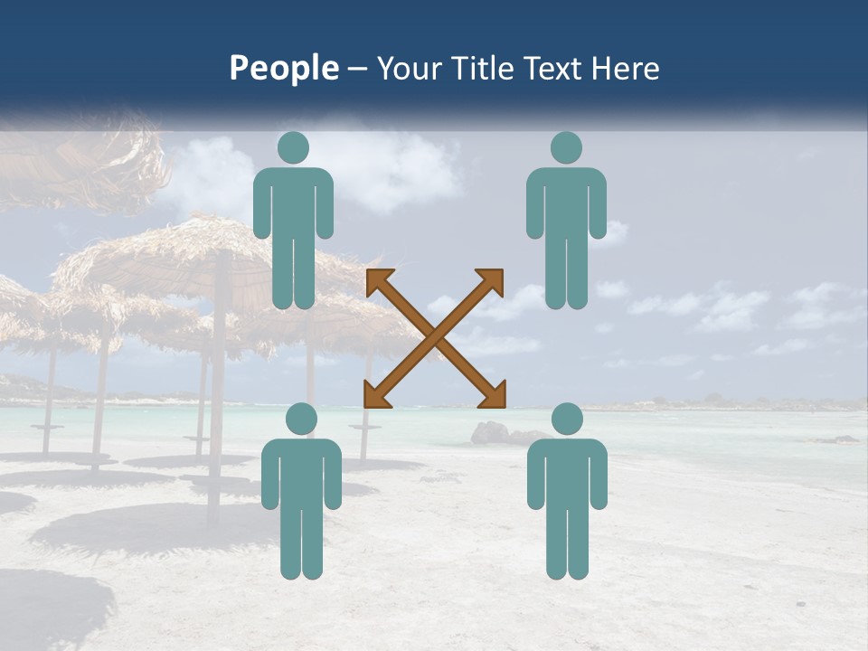 A Sandy Beach With Straw Umbrellas On It PowerPoint Template